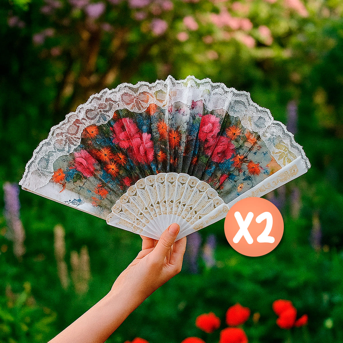 Miniatura 10 de Abanico De Mano X2 Plegable GM2024-340